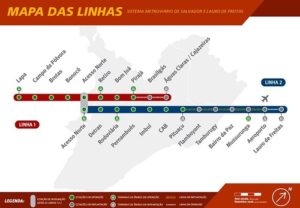 ALT = come muoversi a Salvador de Bahia, Brasile, mappa della metropolitana